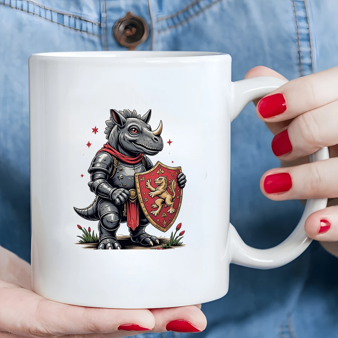 

11oz Cartoon Rhino Knight Cup Kids Christmas Gift Family Office Creative Mug