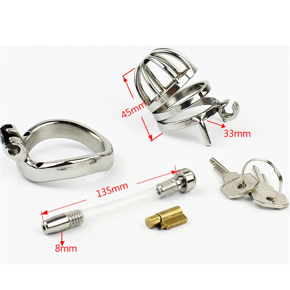 HotX High-quality Metal Cock Cage Lockable Male Chastity Device Catheter Stealth Belt Penis Ring Restraint BDSM Sissy Adult Toy