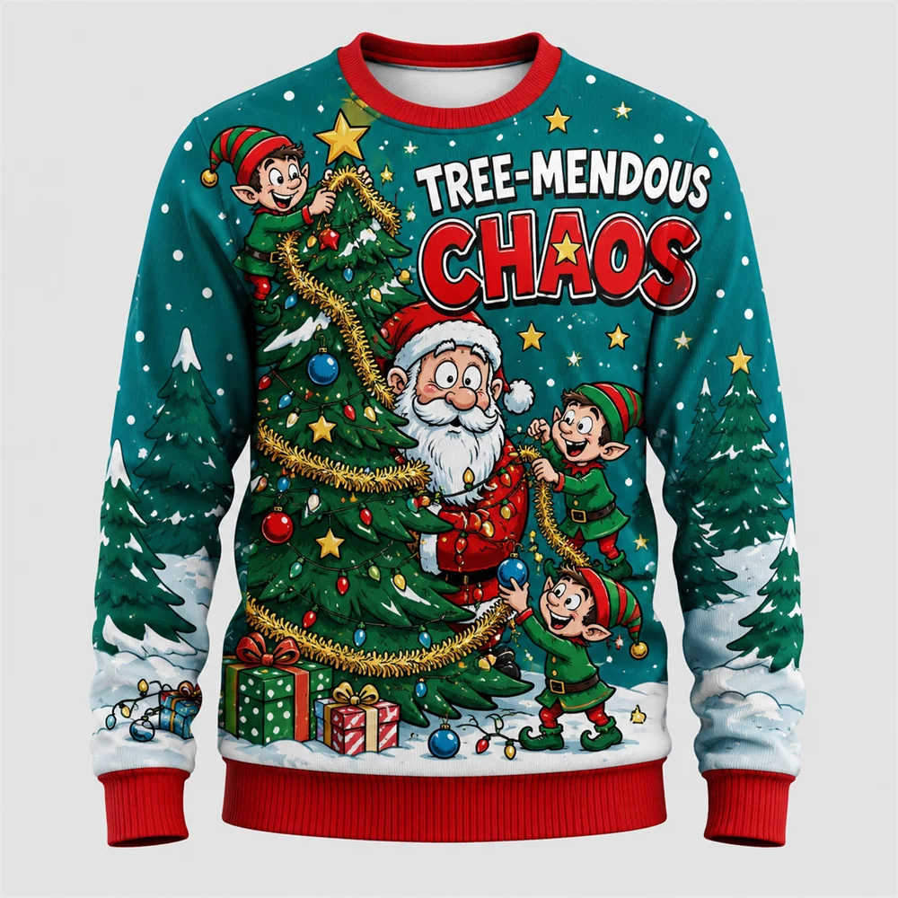 Funny Santa Claus Ho Ho Ho Ugly Sweater For Men Women Holiday Party Humour Design Crew Neck Pullover Sweatshirt Merry Christmas