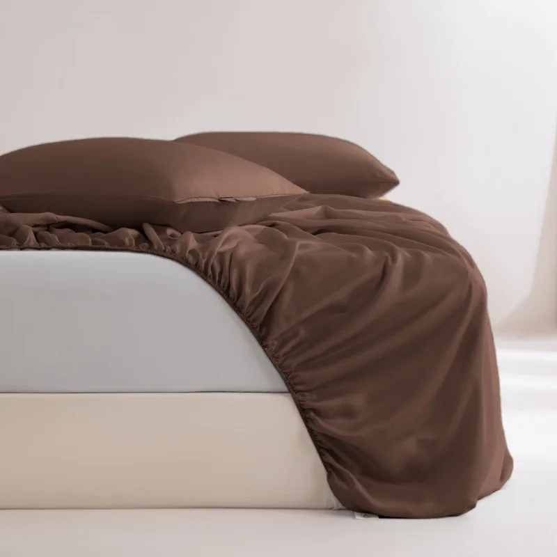 

Комплект постельного белья из лиоцелла: дышащая, охлаждающая и гипоаллергенная простыня на резинке с глубоким карманом и наволочки, класс люкс, для отелей, размер Queen, 3 предмета