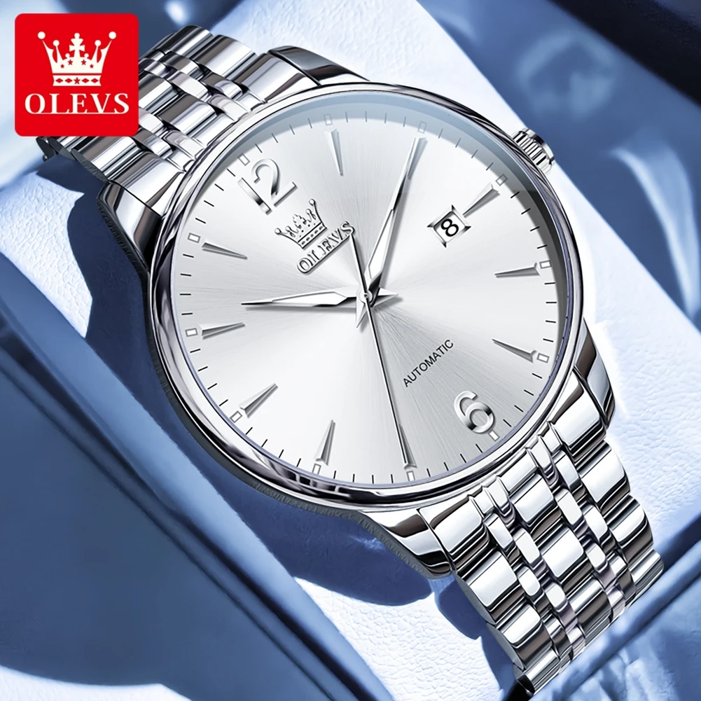 

OLEVS 6741, автоматические механические мужские часы, лучший бренд, мужские часы из нержавеющей стали, светящиеся водонепроницаемые мужские наручные часы