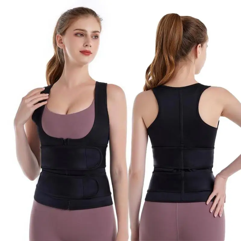 Shapewear Waist Trainer Women's Shapewear Waist Cinchers Adjustable Compression Sauna Suit Exercise Tank Top With 2 Straps