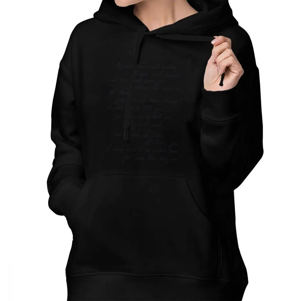 Jane Austen Hoodie Pride And Prejudice Darcy Black Quote Hoodies Long-sleeve Cotton Hoodies Women Streetwear Pullover Hoodie