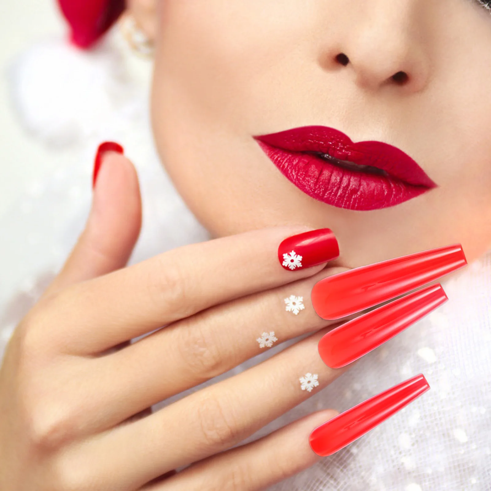 

48pcs Long Fake Nails Pure Color Ballet Nail Tips Diy Artificial Nail Art Supplies For Women Wedding Party Costume Decorations