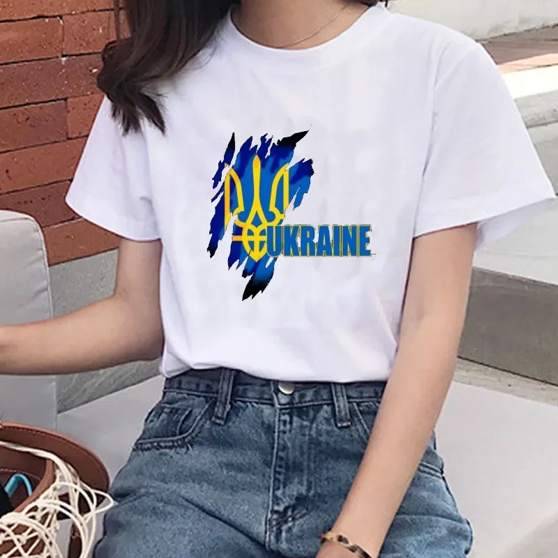 Ukraine Ladies T Shirt Summer Premium Short Sleeve T Shirt Flag Classic Ukraine Gift T Shirt Girls Harajuku Love T Shirt Tops