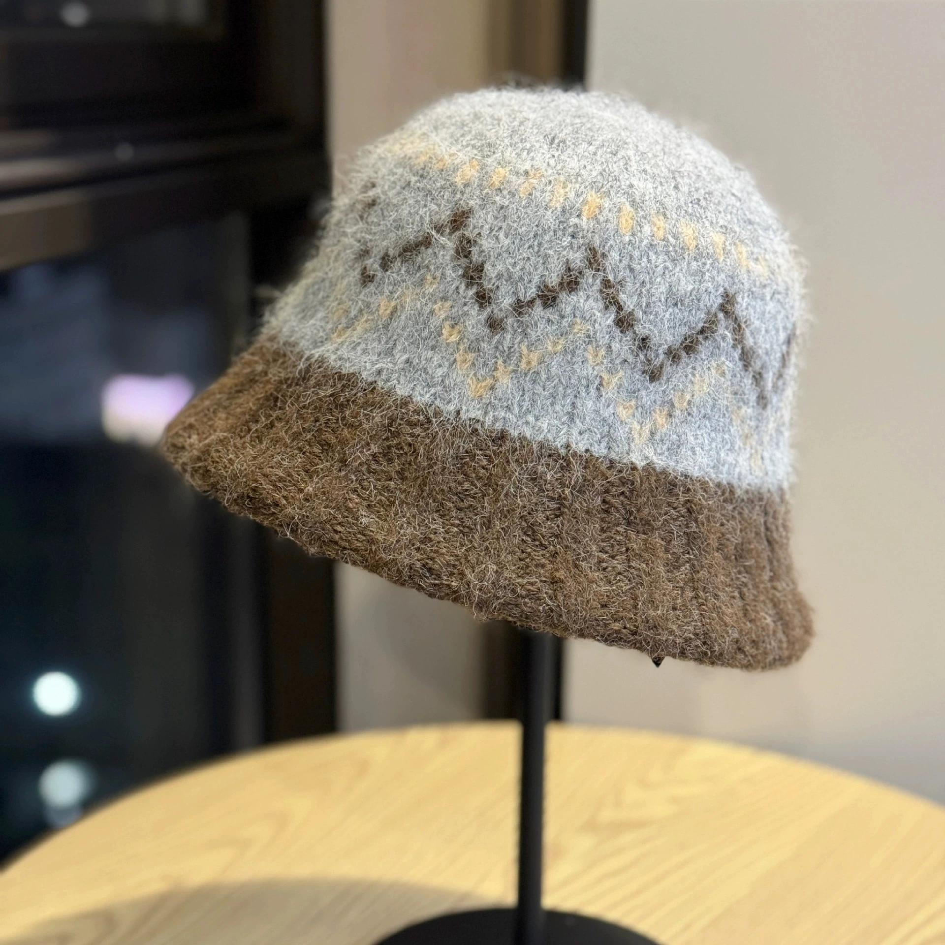 Neue Gestrickte Fischer Hut für Frauen Winter Warme Mütze Fair Isle Stil Koreanische Ohr-Schutz Woolen Hut Große Kopfumfang – Detail 10