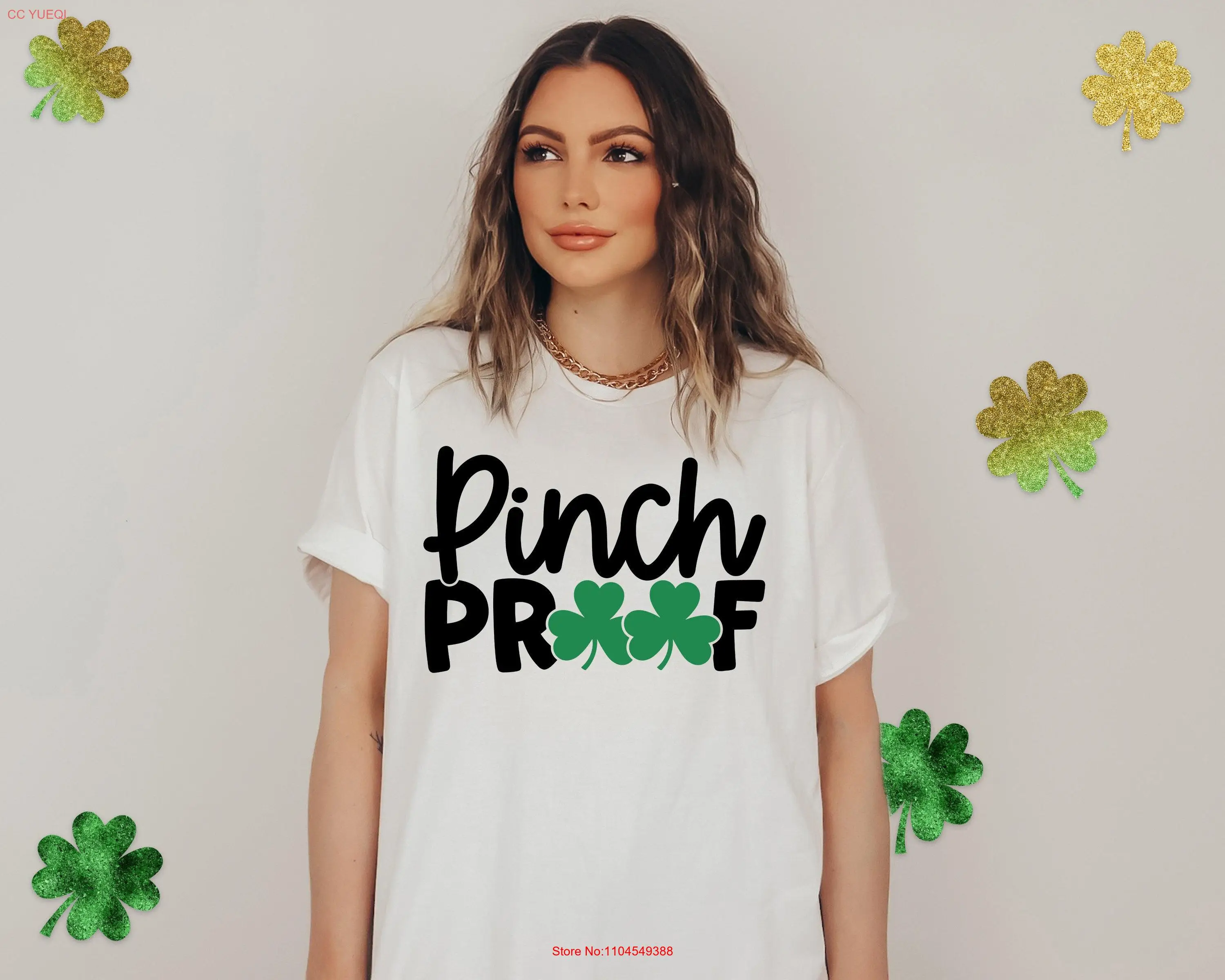 Pinch Proof T Shirt St Patricks Day Outfit Trendy Pattys Luck of the Irish Lucky Clover Shamrock long or short sleeves