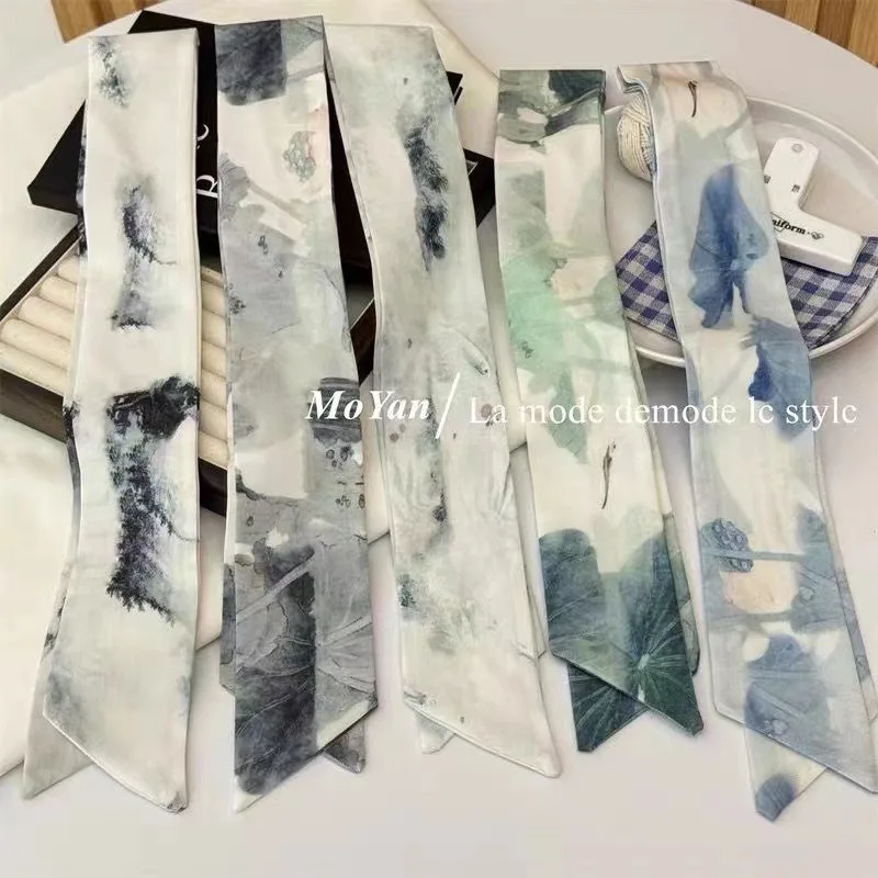 

Новая повязка для волос в китайском стиле с рисунком лотоса, шарф-повязка для стеклянных и керамических бутылок, длинная лента для волос, подарочная коробка, лента для упаковки