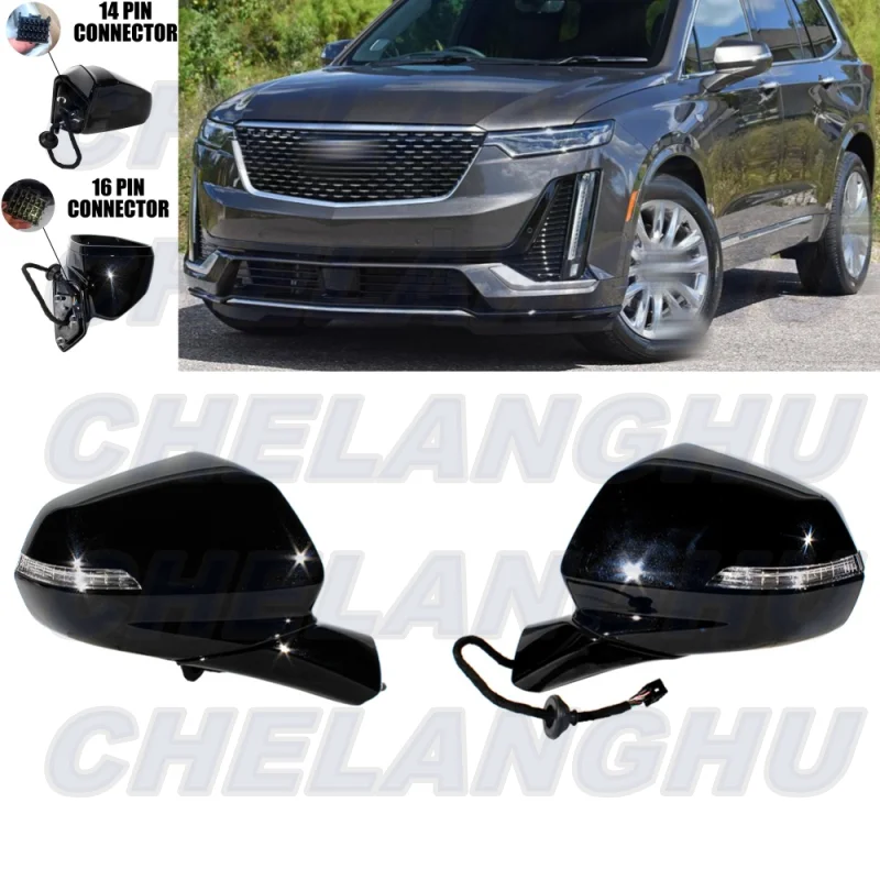 

Для Cadillac XT6 2020 2021 2022 2023 Европейская версия 1 пара 16 / 14 контактов черная окрашенная память для слепых зон мощное складное зеркало в сборе