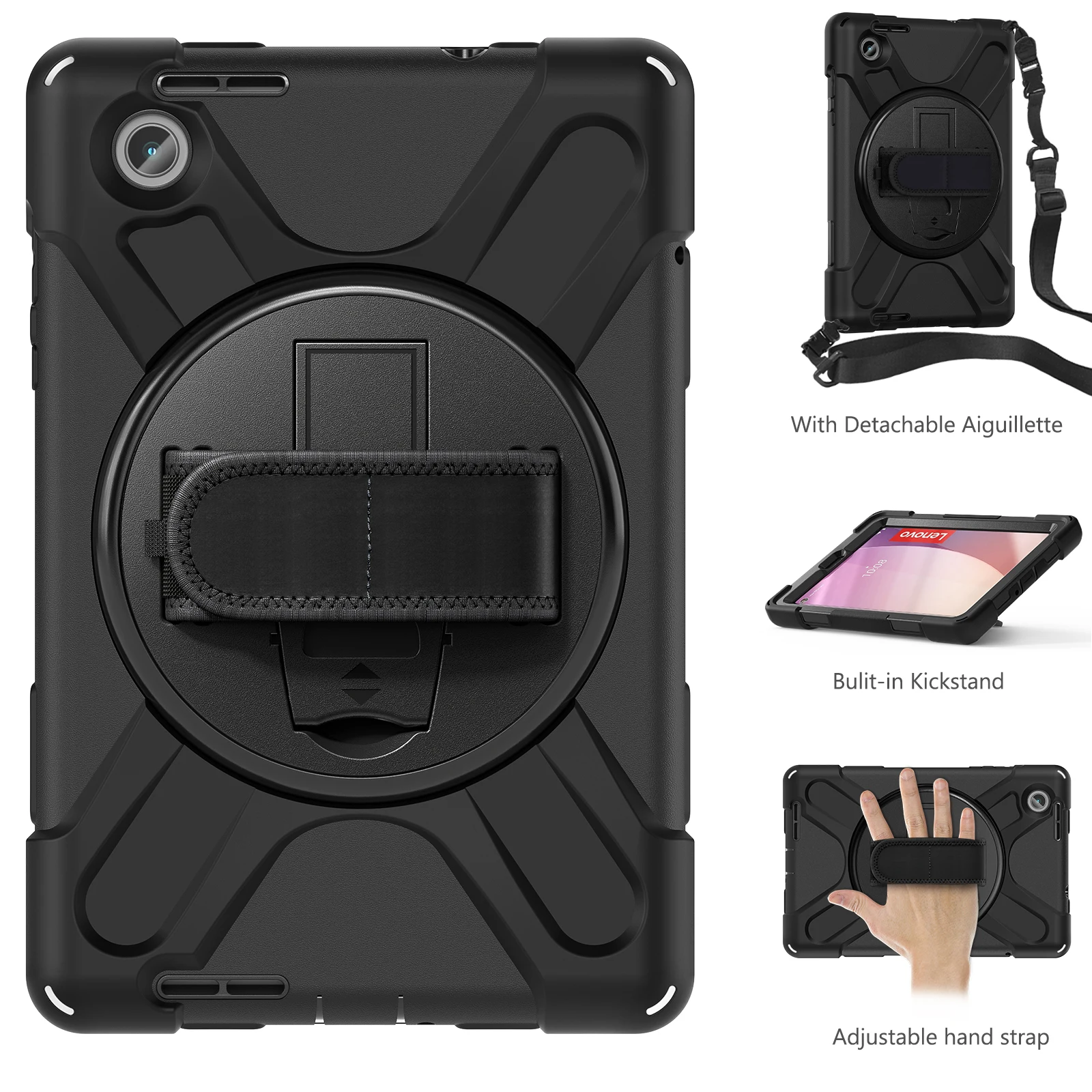 Rugged ProtectIve Case for Lenovo M8 TB-301XU 2024 Full Protection Tablet Cover Build In Stand Handheld TB-300FU TB-8705 TB-8505