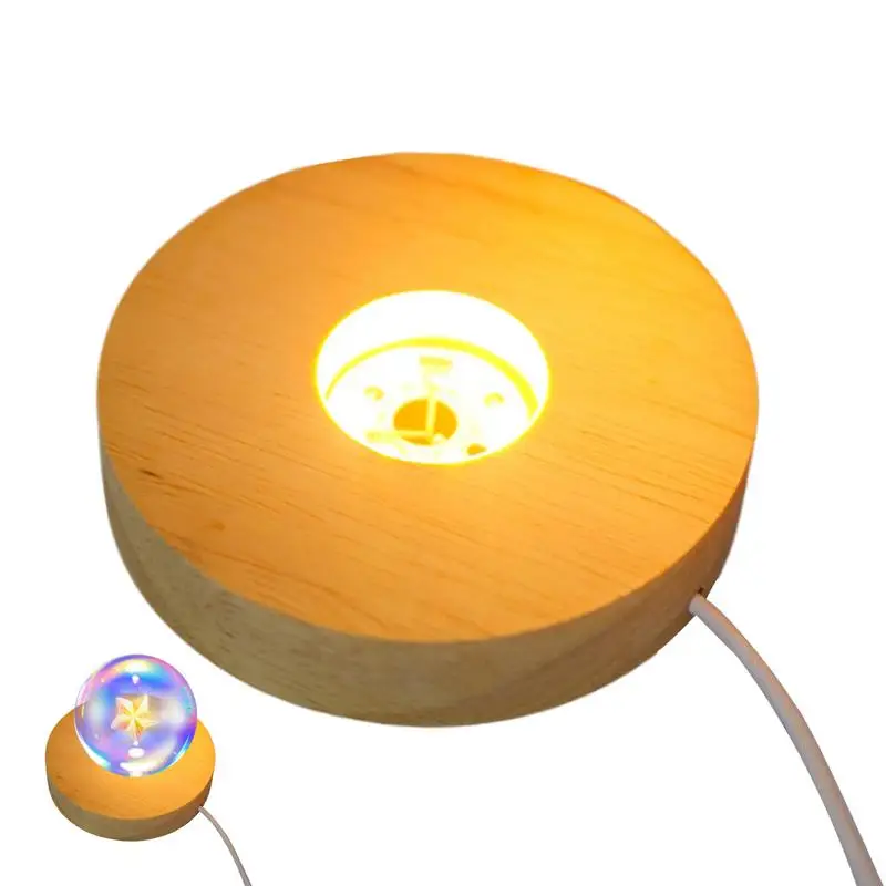 

Crystal Ball Wooden Base Beech Wood Lamp Base Stand Wood LED Table Lamp For Home Crystal Glass Base Stand LED Night Light Base