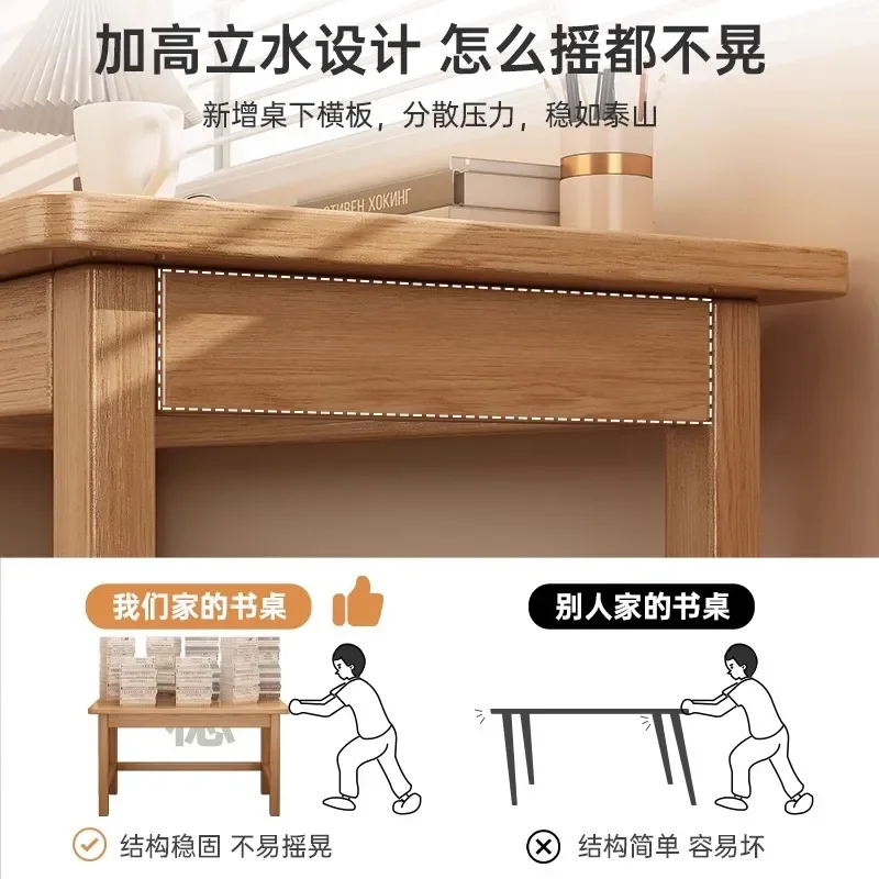 for Solid Wood Desk Adult Home Bedroom Computer Desk Simple Rectangular Learning Writing Table Workbench