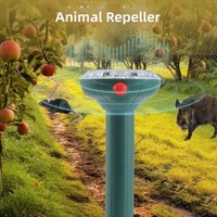 2pcs Waterproof Solar Powered Animals Repeller Long Endurance Smart Ultrasonic Sonic Repeller Multi-Function