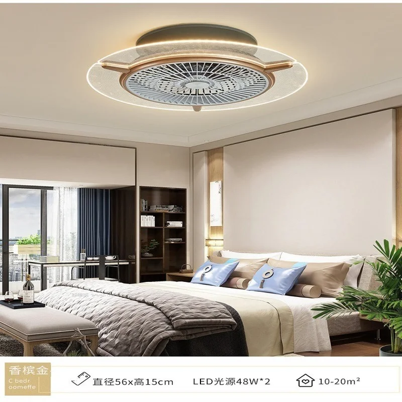 Modern Invisible Electric Ceiling Fan Chandelier Creative for Bedroom Decor Home Circular Fan Lamp Restaurant LED Ceiling Fan