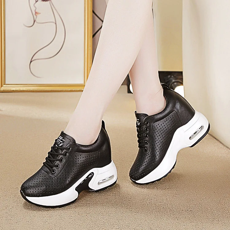 Women Sneakers Wedge-heeled Lace-up Shoes Women Vulcanized Shoes Inner Lining for Height Increase Breathable Zapatillas De Mujer