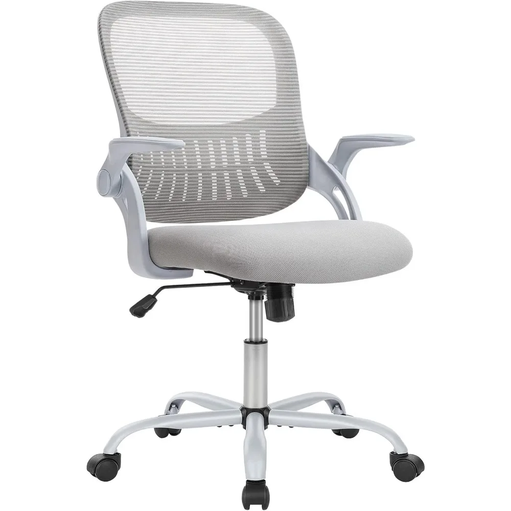 

Ergonomic Mesh Office Chair with Lumbar Support, Flip-up Arms, Swivel Wheels for Home Office Gaming Study Grey