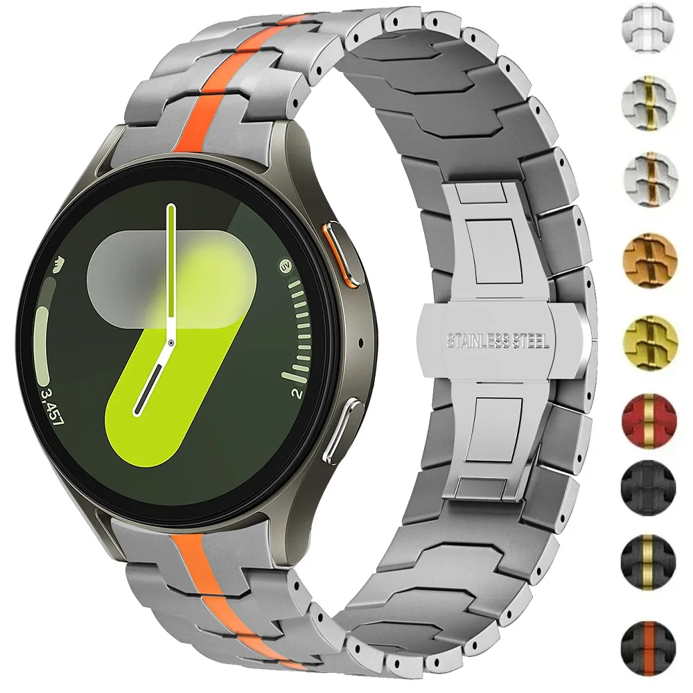 No Lücken Edelstahlarmband für Samsung Galaxy Watch 6 4Classic 47 43 42 46 mm 7 6 5/Pro 4 40 44 45 mm Metallarmband Herrenarmband