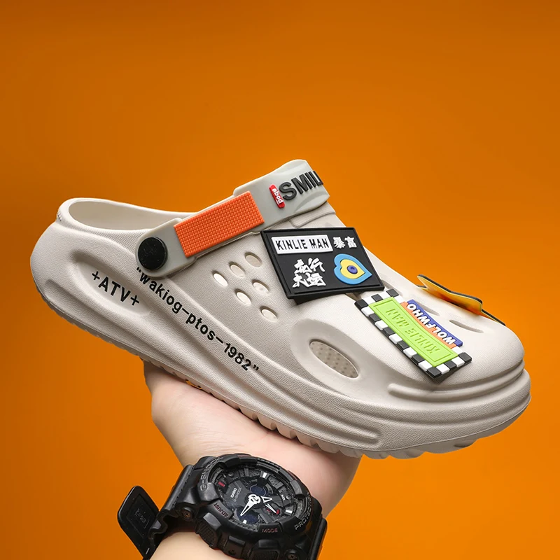 

Mens Summer Fashion Clogs Sandals Beach Slippers DIY Accessories Design Shoes Young Men's Boys Casual Sports Sandals Plus Size
