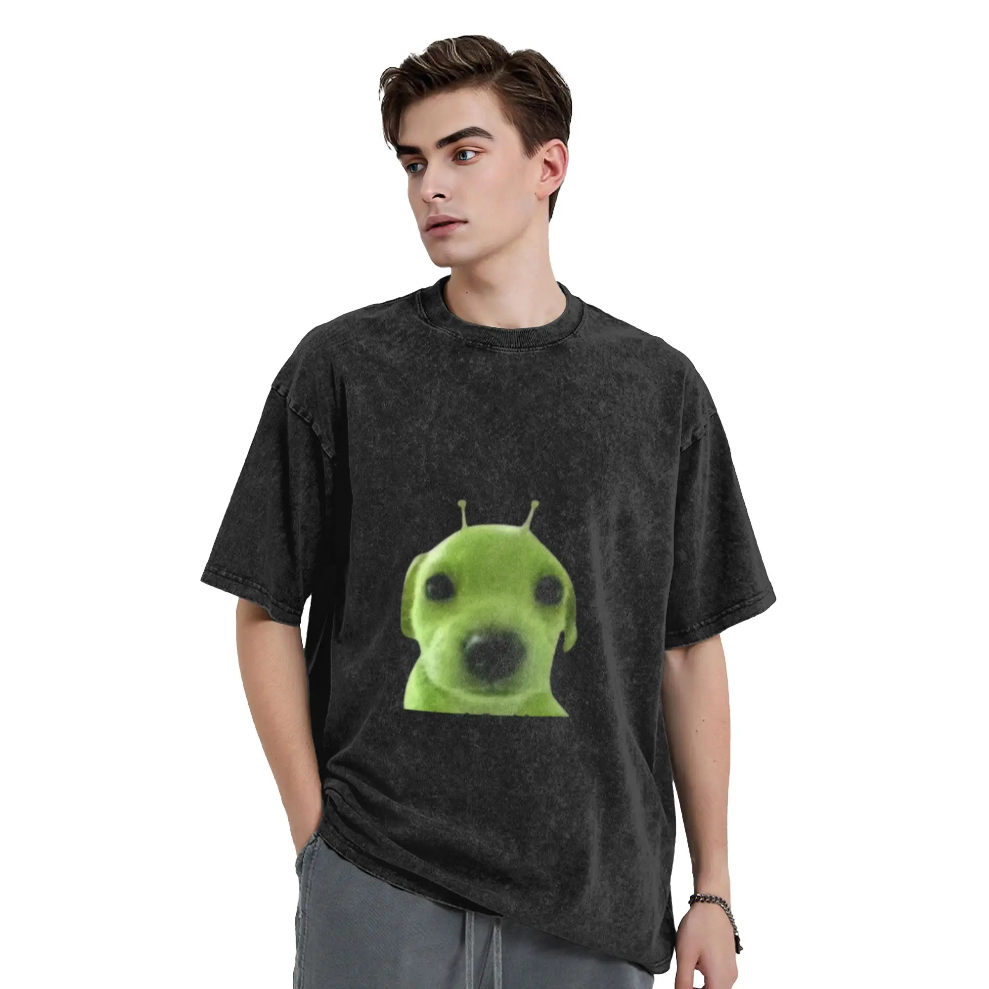 alien dog Unique Comfort A Washed T Shirt Men's Oversized Cotton Tees Tops