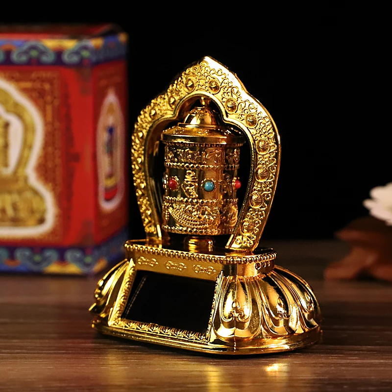 Solar Tibet Prayer Wheel Tibetan Decorations Car Accessories Interior Parts Buddhist Prayer Scriptures Car Decorative Ornamen