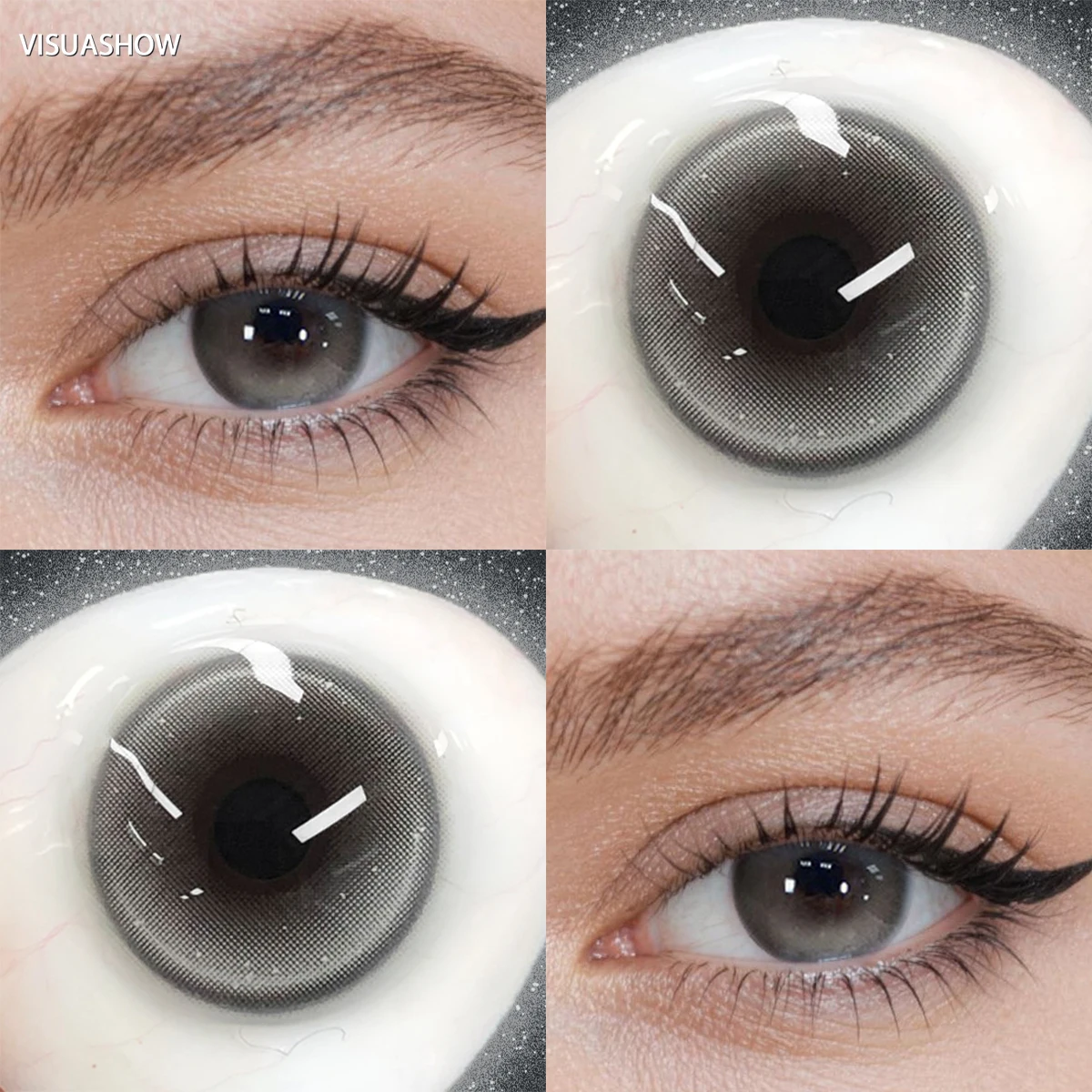 Visuashow 14,2mm Monaco Rot-Blaue Farbige Kontaktlinsen 1 Paar Halbjährige Mode-Schönheits-Farblinsen für Tägliches Party-Augen-Make-up – Detail 18