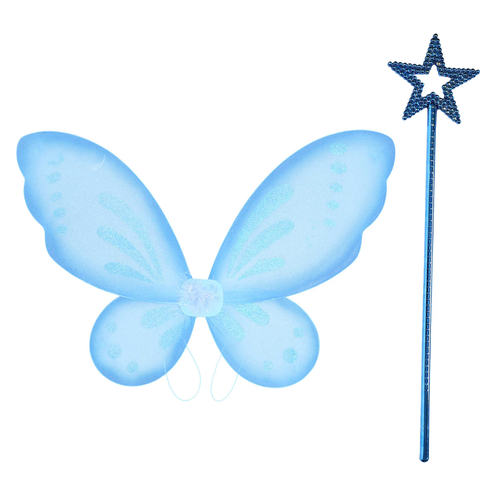 Girls Beautiful Butterfly Style Wings Kids Halloween Cosplay Wing Props Plastic Star Shape Fairy Stick Set Photography Props