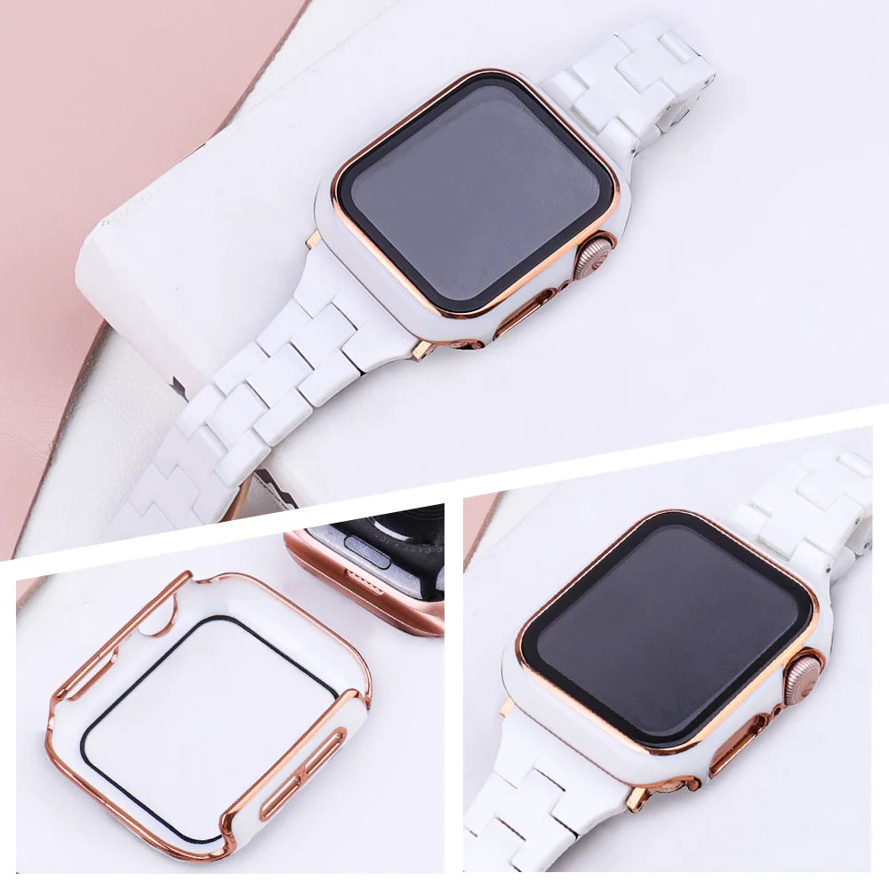 Strap + case For Apple watch 45mm 41mm 44mm 42mm 40mm 38mm Smart Watch Resin Wristband For iwatch 7 6 5 4 3 SE replacement strap