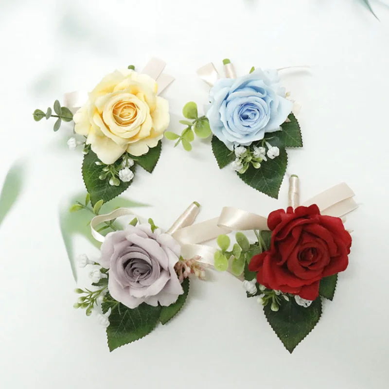 Novo boutonnieres artifical flores peças únicas noiva pulso corsage acessórios do casamento da dama de honra