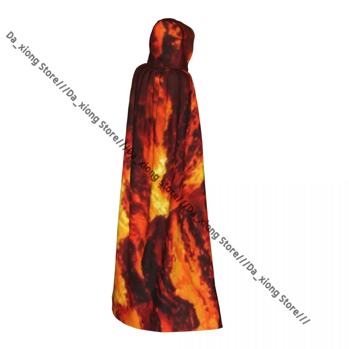 Witch Long Hooded Robe Blaze Fire Flame In Stove Halloween Cloak Cosplay Costumes for Adult