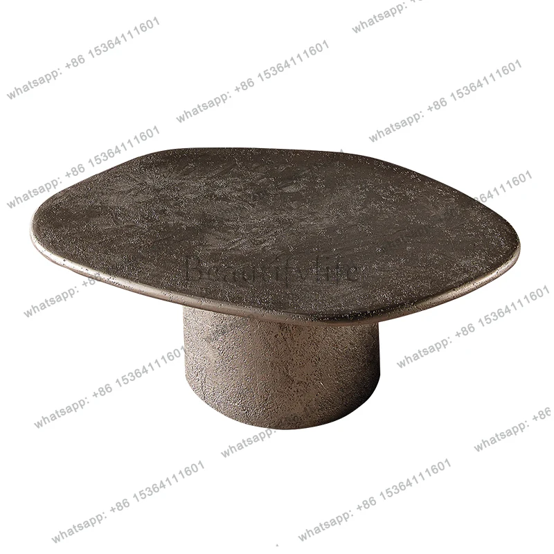 

Designer irregular-shaped coffee table luxury retro brass color vintage wabi-sabi style antique art side table