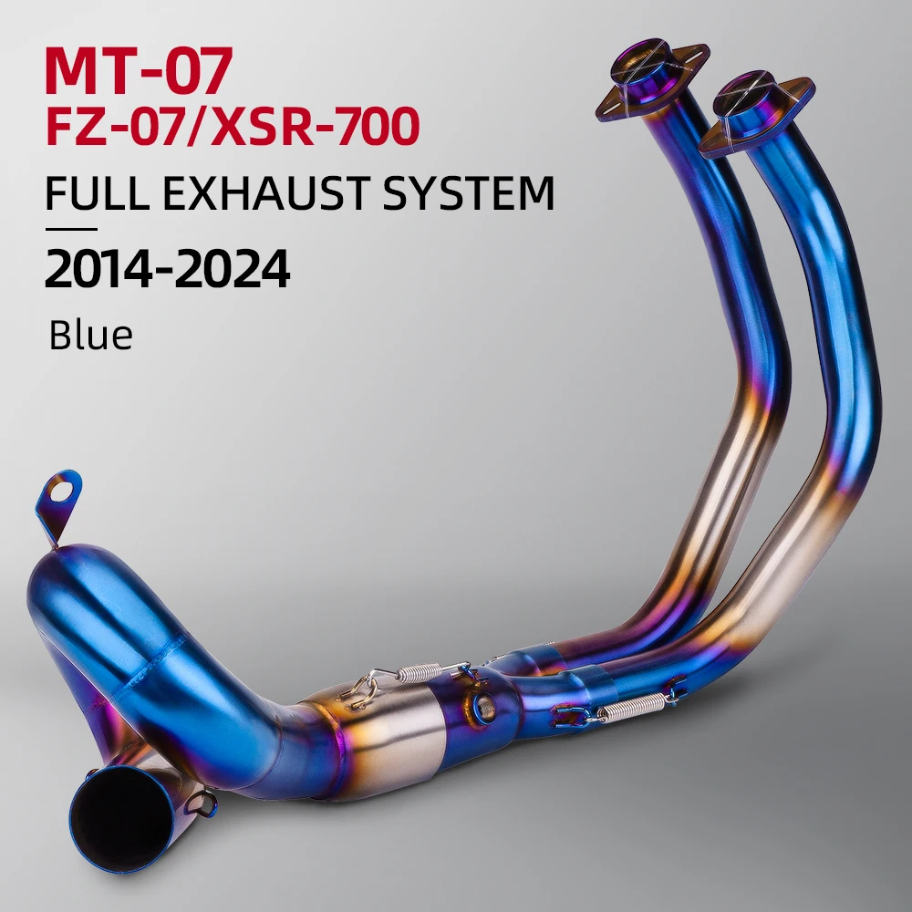 For Yamaha MT07 FZ07 XSR700 2014-2024 Full System Motorcycle Exhaust Escape Modify Stainless Steel Slip on Front Link Pipe 51mm