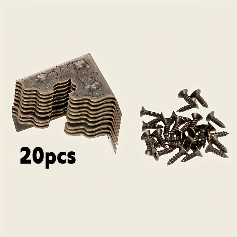 

20Pcs Antique Furniture Accessories Metal Corner Protector Metal Crafts Jewelry Box Edge Safety Guard Corner 25mm Right Angle