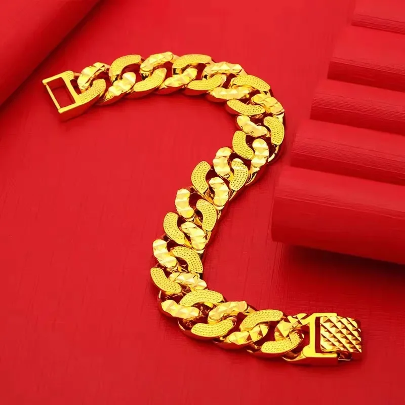 Pure gold AU999 24K real gold men's boss bracelet men's overbearing gold real gold bracelet high quality