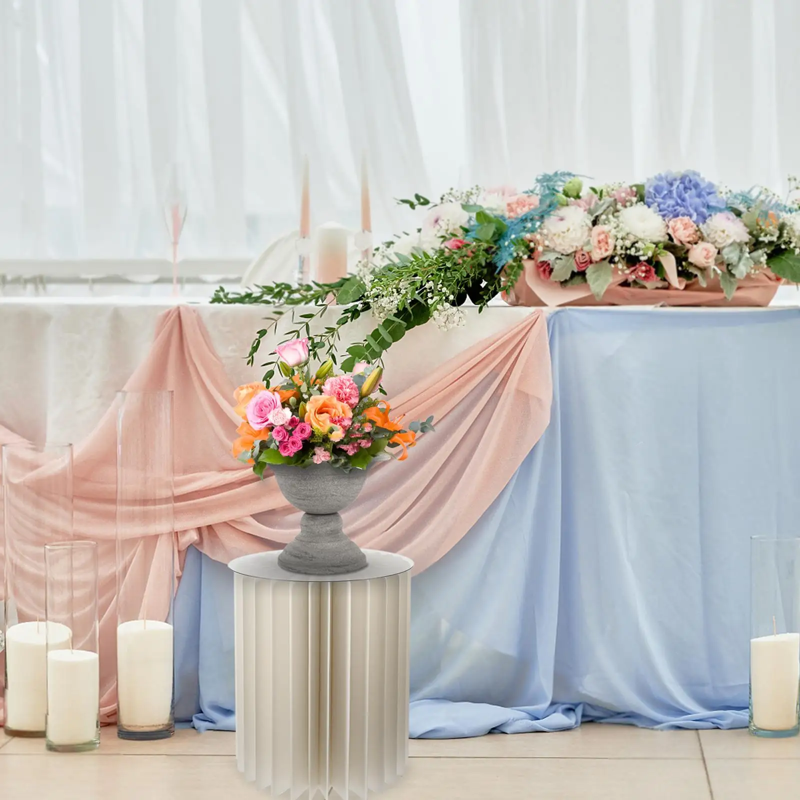 

Sweetheart Table Decor 30cm x 20cm White Foldable Cylinder Pedestal Stand for Wedding Party Cake Display Reusable Stable