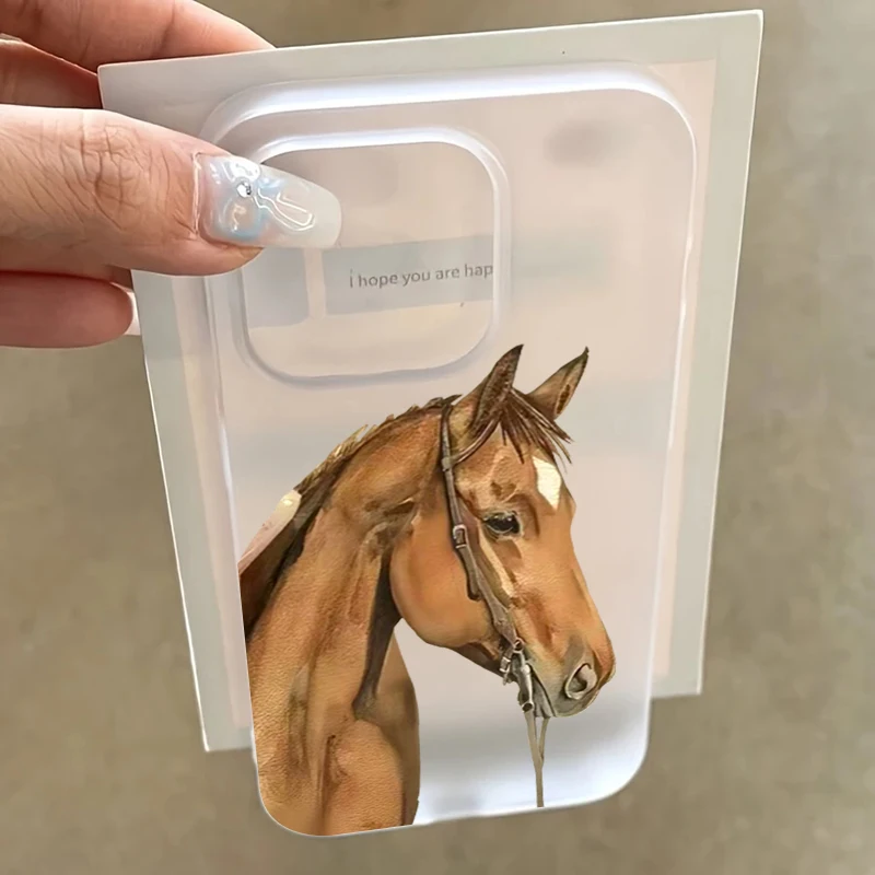 

Brown Horse Design Matte Translucent Phone Case For iPhone 17 16 15 14 Pro Max 13 12 Mini 11 XS X XR 7 8 Plus 16E Air SE2 Cover