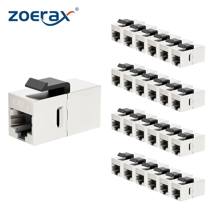 ZOERAX CAT7 CAT6A CAT6 Coupler RJ45 Keystone Shielded Coupler, Shielded Female to Female RJ45 Inline Coupler Keystone Jack