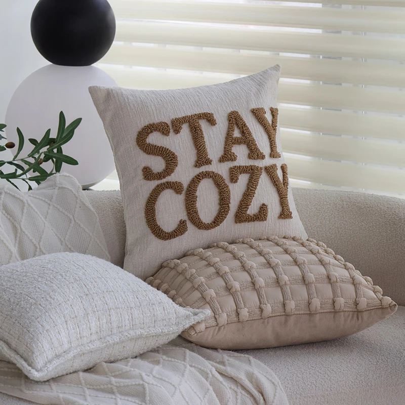 Letter Decorative Cushion Cover Nordic Style Living Room Sofa Throw Pillow Cover Soft Square Pillowcase Hogar Funda Cojin 45x45
