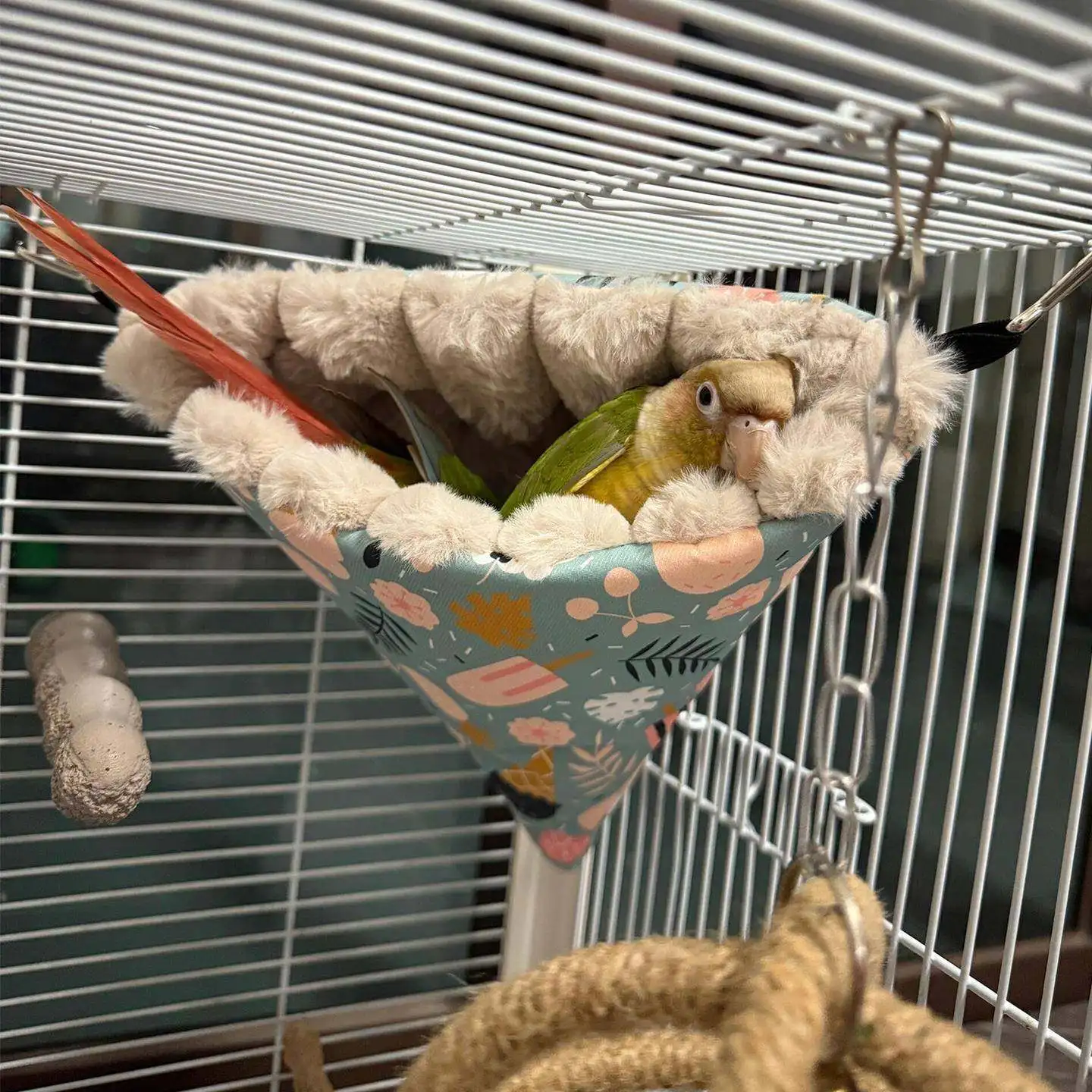 

Зимнее теплое подвесное птичье гнездо, длинная пушистая эксклюзивная кровать для попугаев и цыплят