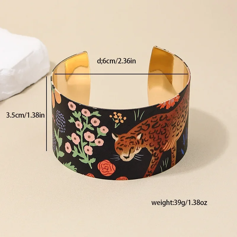 Bracelet For Women Metal Flower Animal Flower Leopard Cuff Bangle Holiday Party Gift Fashion Jewelry B059