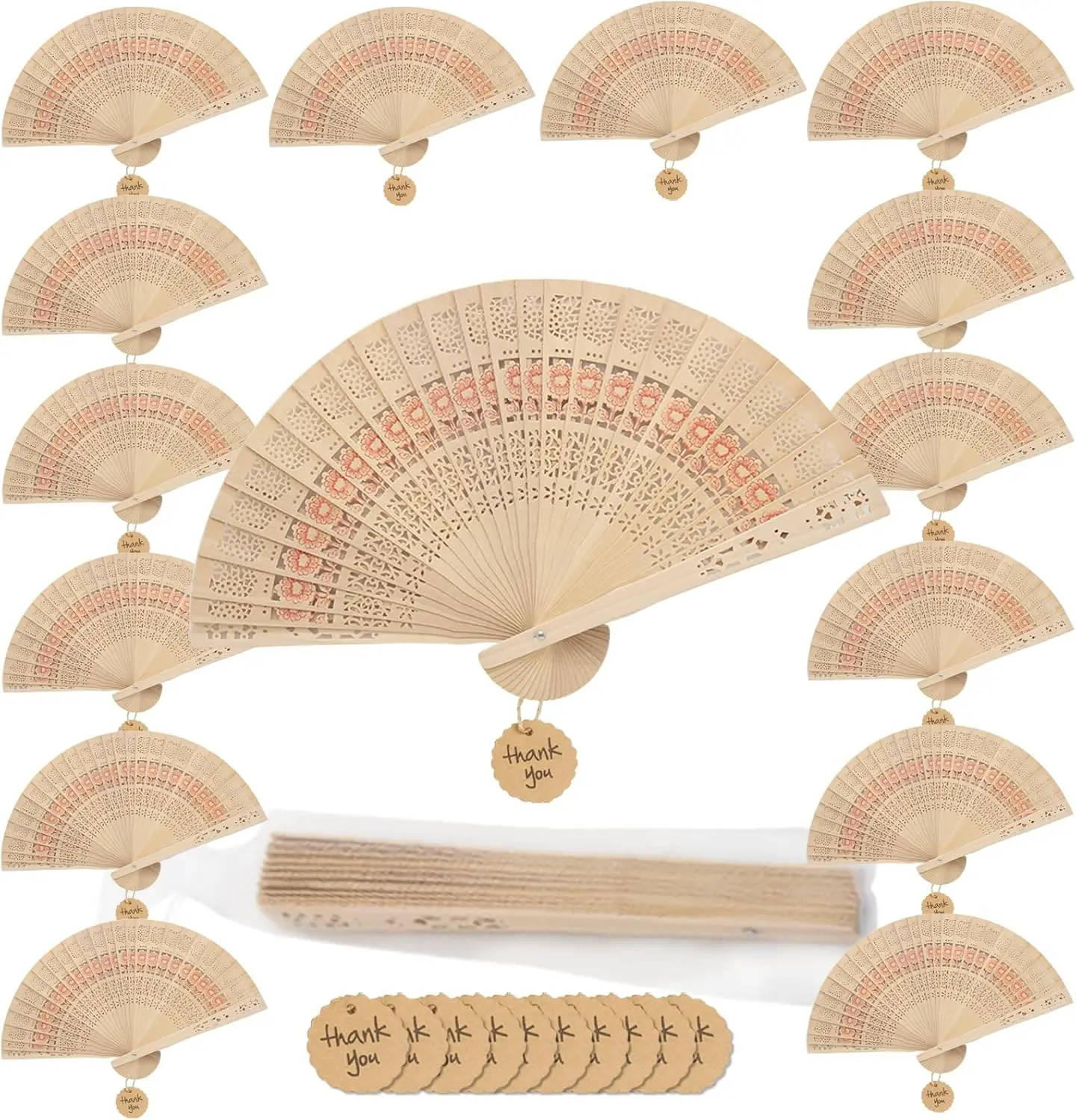 

60 Pieces Wooden Handheld Folding Fans with Gift Bag,Abanicos De Mano Fans for Weddings Hand Fan Foldable Abanicos De Mano para