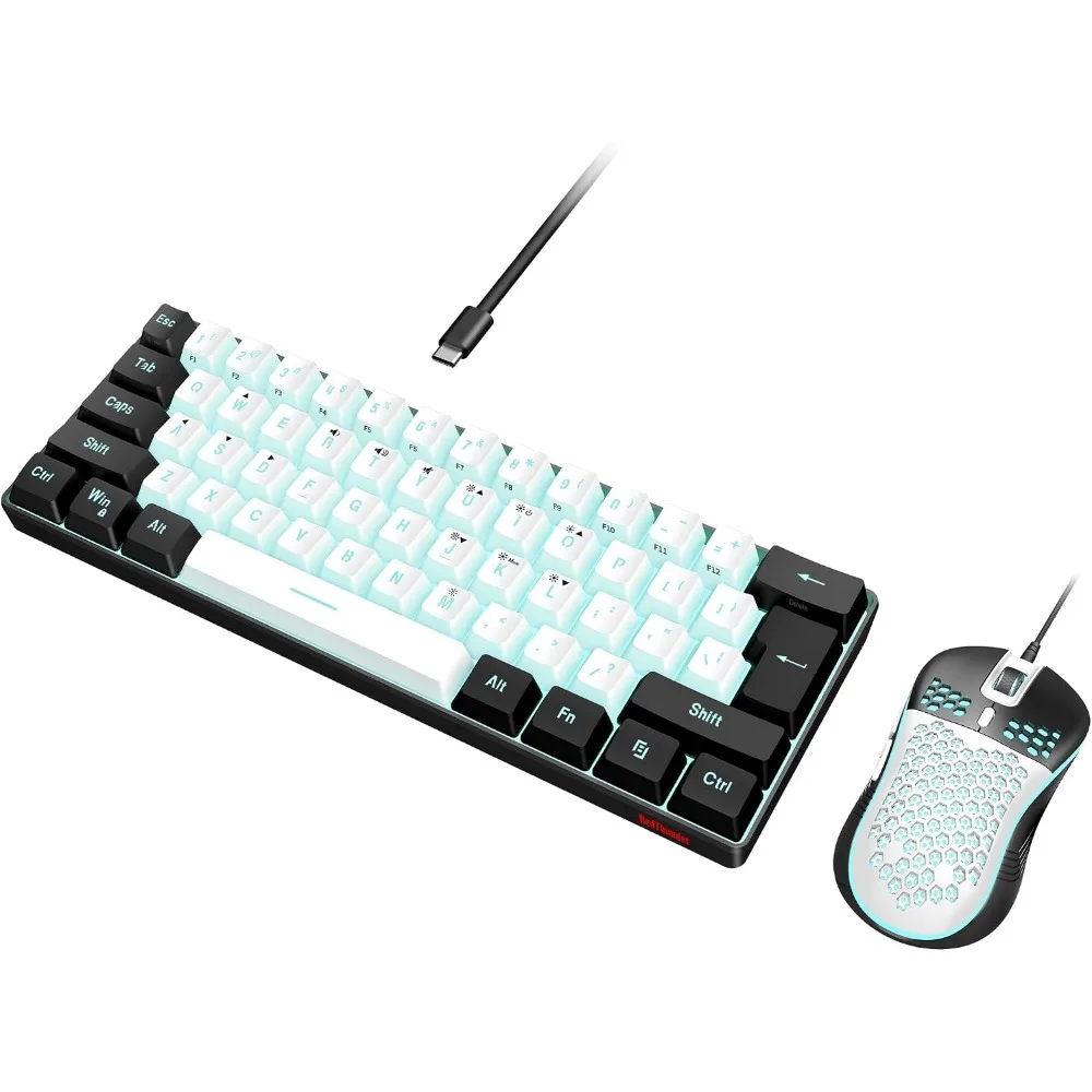 60% Compact RGB Backlit Keyboard with 7200 DPI Optical Mouse, Gaming Set for PC, PS5, Xbox