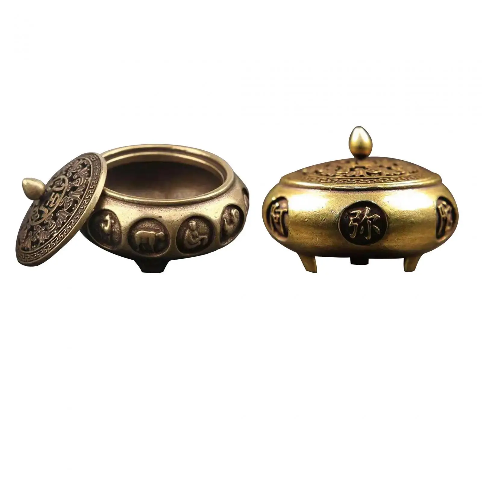 Mini Incense Burner Antique Metal Incense Bowl for Office Tea Room Bedroom