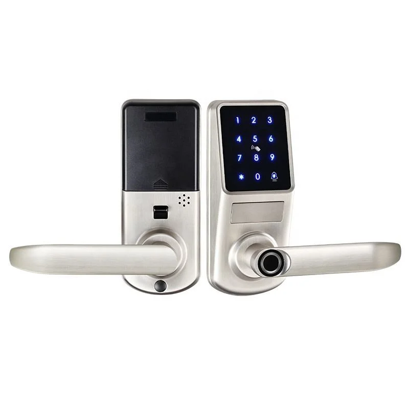 Beginner Silver electronic door lock Keypad handle smart lock Passage mode Phone NFC Card cycle ttlock tuya wifi