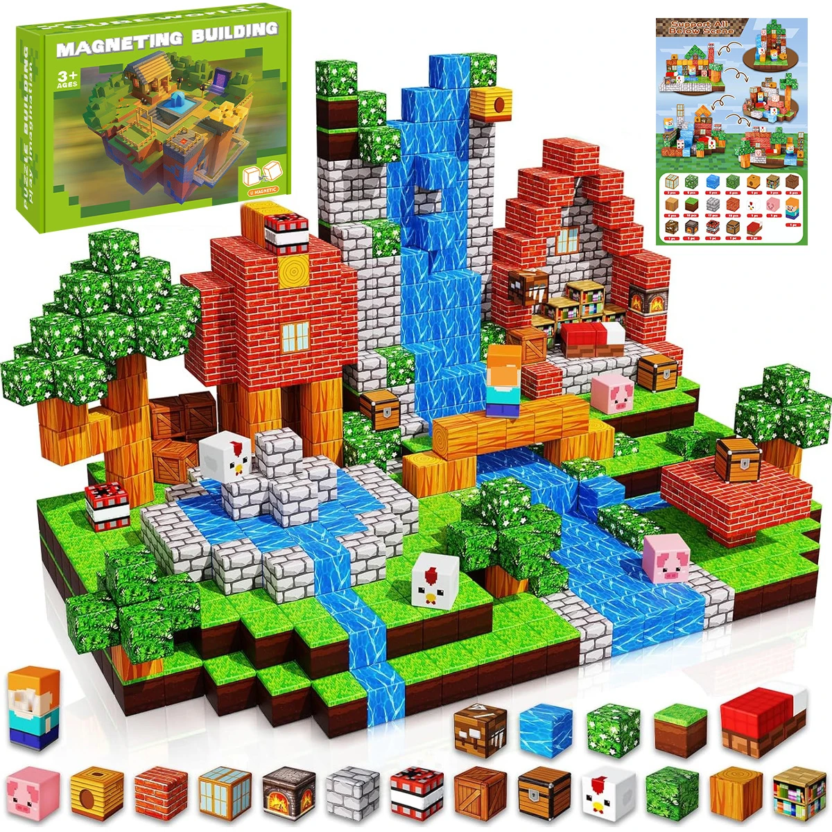 

Magnetic Building Block Bricks Toy Mine Stacking World Creative DIY Model Build Set STEM Educational Kids Gifts for Boy Girls