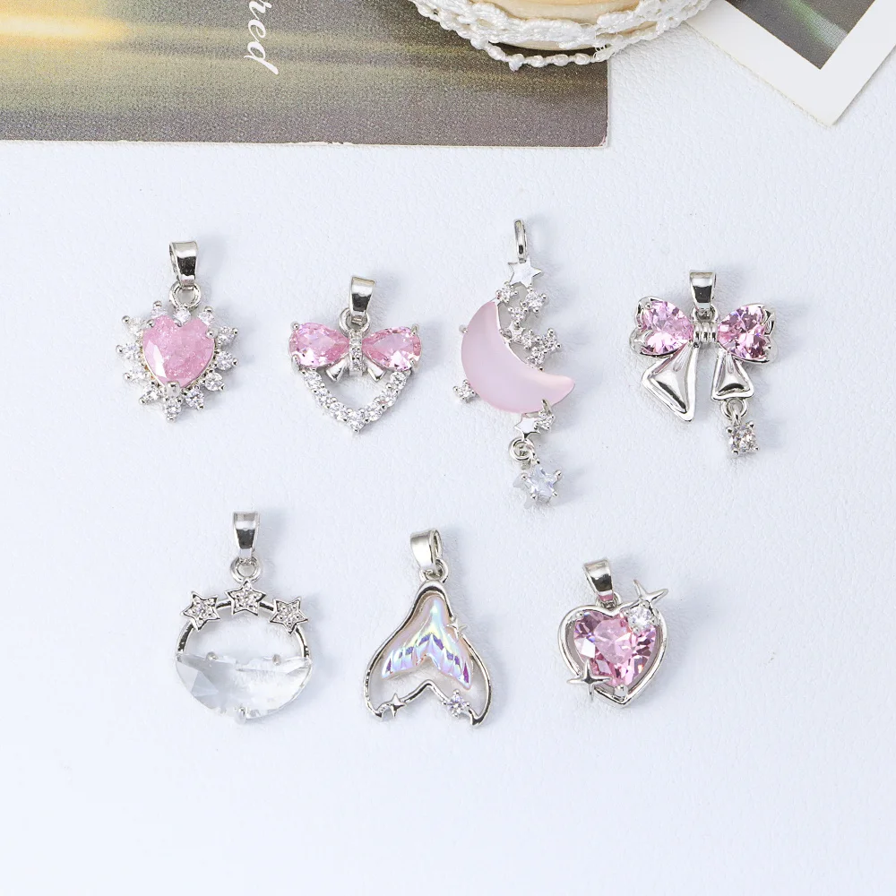 

Cordial Design 50Pcs Jewelry Findings & Components/Copper/Necklace Pendant Accessories/DIY Hand Made/Heart Bowknot Shape #194451