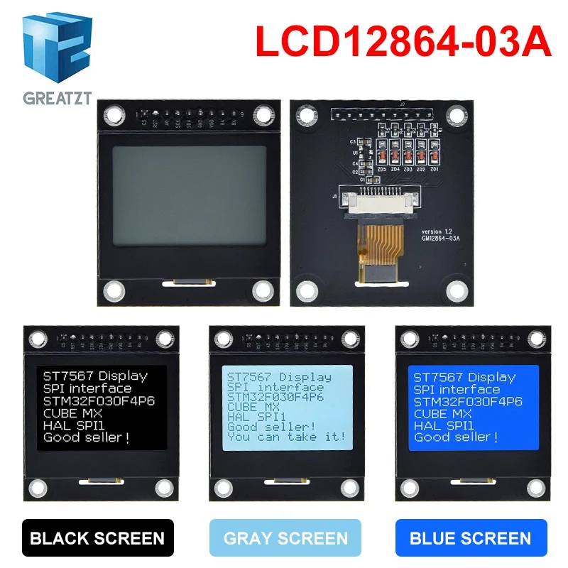 

12864 LCD Screen Lcd12864-03A Module Serial Port 12864 Dot Matrix SPI With Iron Frame 12864 Mmodule For Arduino