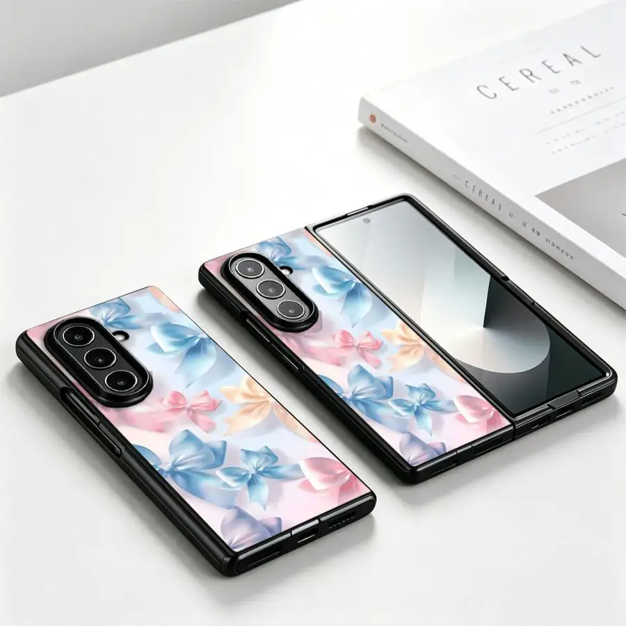 Phone Cover Case for Samsung Galaxy Z Fold 8 Ultra ZFold6 ZFold5 ZFold7 ZFold4 ZFold3 Z Fold 7 6 5 4 3 Creative Cartoon Bow