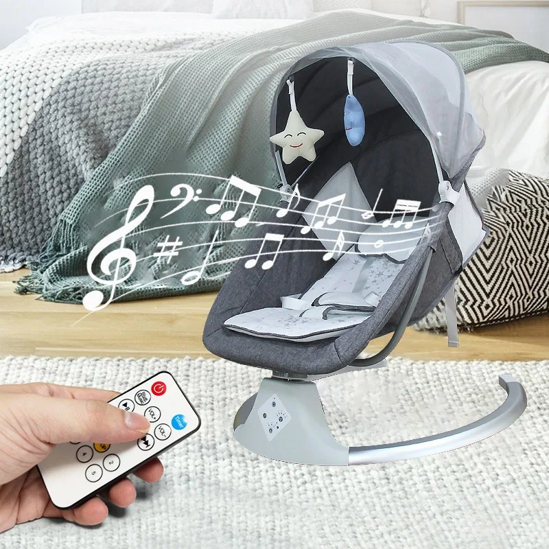 Electric Baby Rocking Chair Intelligence Swing for Children Remote Control Sleeping Lounger Swing with Bluetooth and Five Gear