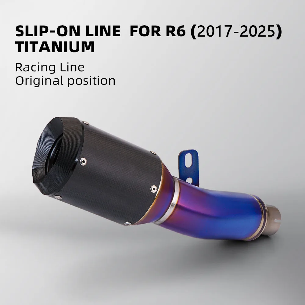 

Для YAMAHA YZF-R6 2017-2025 мотоциклетная выхлопная система, модифицированная гоночная производительность, побег, надеваемая линия, титановый карбоновый глушитель