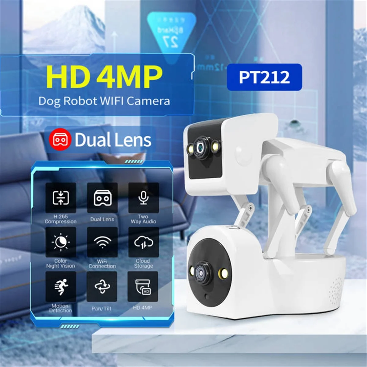 1080P 5G Robot a doppia lente Full Color PTZ IP Dome Camera Yoosee APP AI rilevamento umanoide Baby Monitor-spina ue